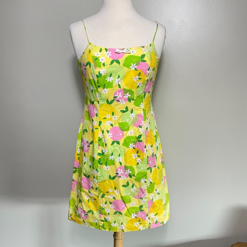 Vintage Lilly Pulitzer Citrus Spaghetti Tank Summer Dress